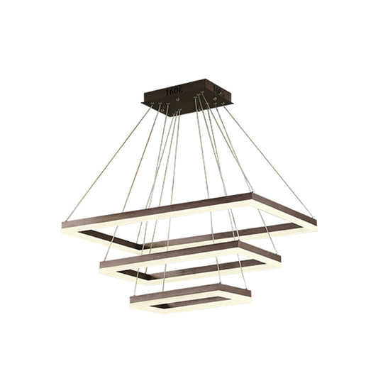 Contemporary Rectangular Acrylic Coffee Led Chandelier - 3/4/5 Tiers Hanging Pendant Lamp