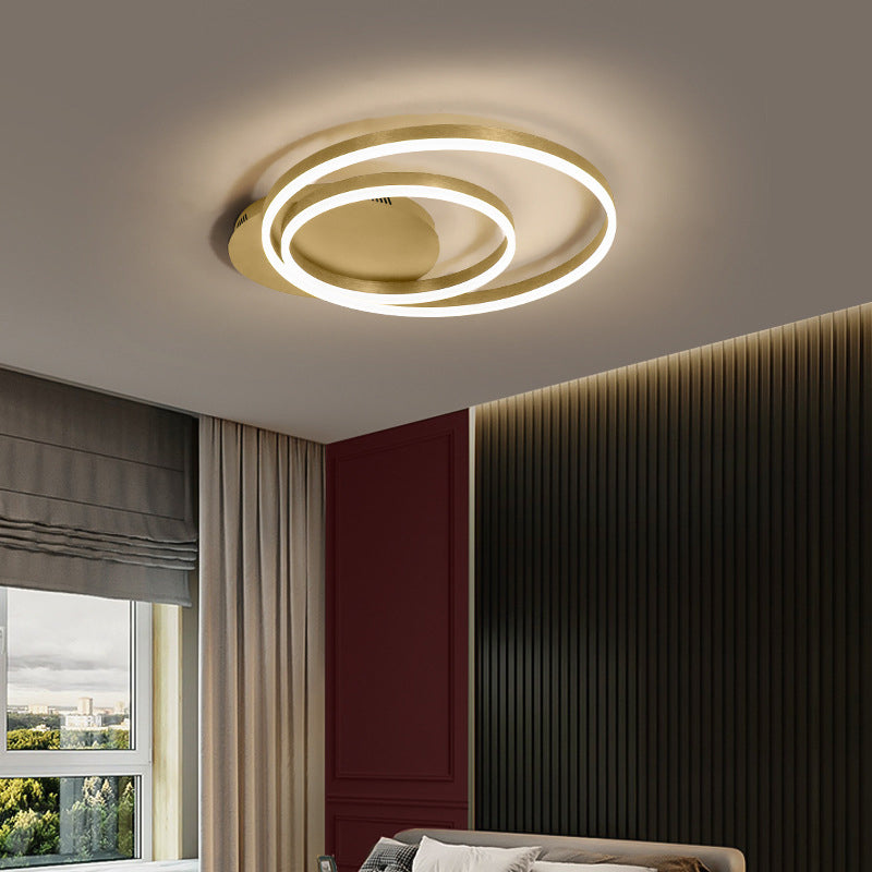 Round Acrylic Flush Ceiling Light - Coffee/Gold Led Flush-Mount Fixture Small/Medium/Large