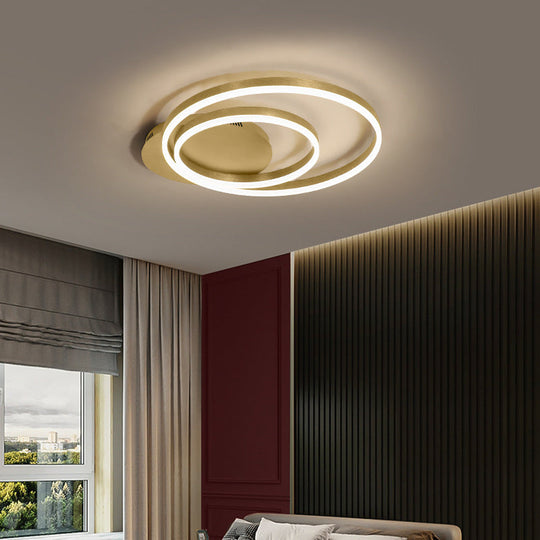 Round Acrylic Flush Ceiling Light - Coffee/Gold Led Flush-Mount Fixture Small/Medium/Large