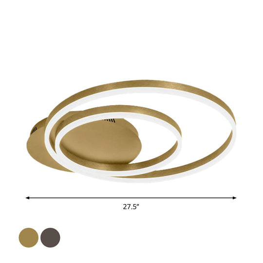 Round Acrylic Flush Ceiling Light - Coffee/Gold Led Flush-Mount Fixture Small/Medium/Large