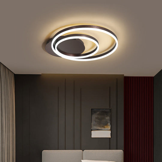 Round Acrylic Flush Ceiling Light - Coffee/Gold Led Flush-Mount Fixture Small/Medium/Large Coffee /