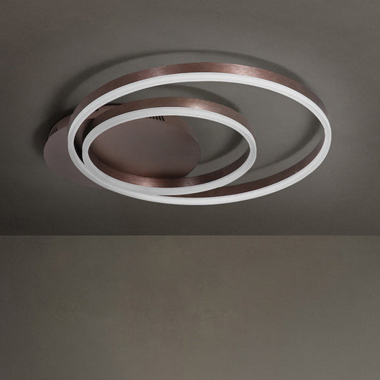 Round Acrylic Flush Ceiling Light - Coffee/Gold Led Flush-Mount Fixture Small/Medium/Large