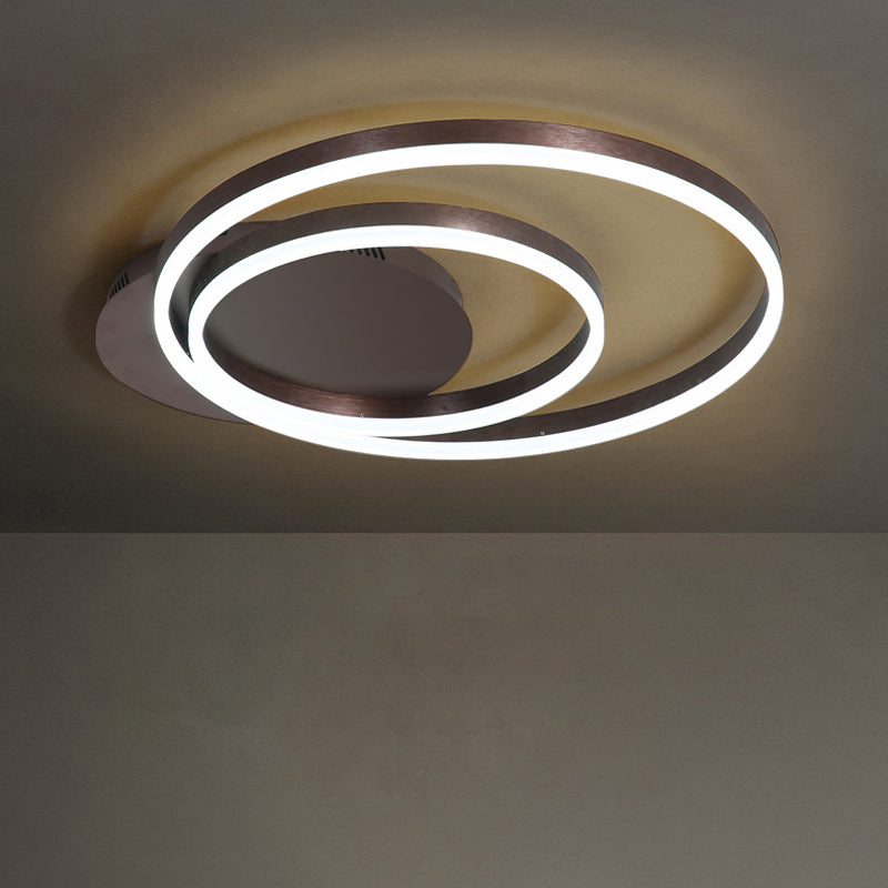 Round Acrylic Flush Ceiling Light - Coffee/Gold Led Flush-Mount Fixture Small/Medium/Large