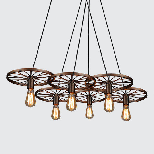 Iron Rustic Chandelier With 3/6 Hanging Lamps For Dining Room Suspension