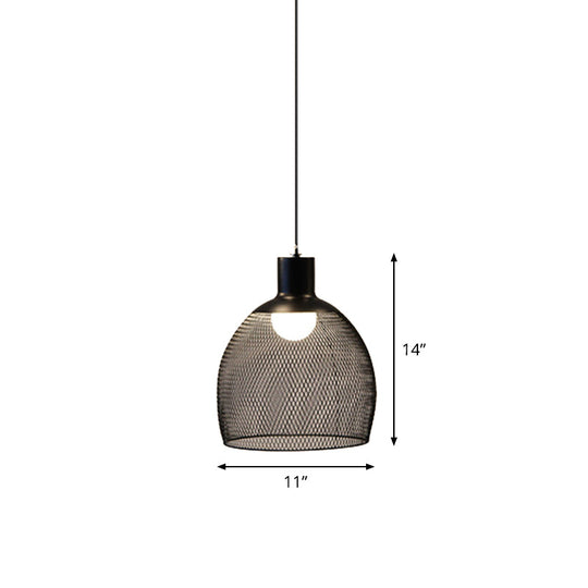 Loft Style Black Iron Mesh Drop Pendant Ceiling Suspension Lamp For Dining Room - 1-Light