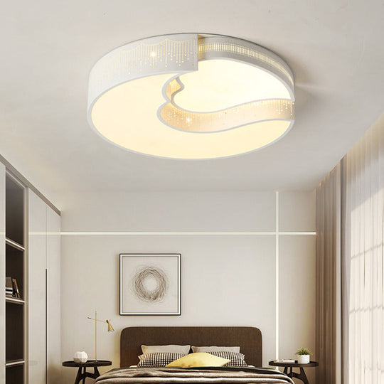 Modern White Metal Led Flushmount Ceiling Lamp For Living Room & Kitchen