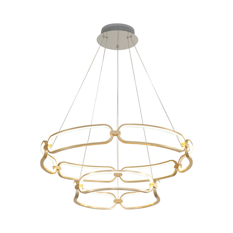 Metal Gold Led Pendant Light - 1/2-Tiered Wristlet Shaped Chandelier Simple & Stylish Small/Large
