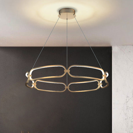 Stylish Gold Metal Led Pendant Light - 1/2-Tiered Wristlet Chandelier Small/Large Sizes / 1 Tier