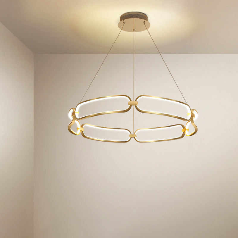 Metal Gold Led Pendant Light - 1/2-Tiered Wristlet Shaped Chandelier Simple & Stylish Small/Large