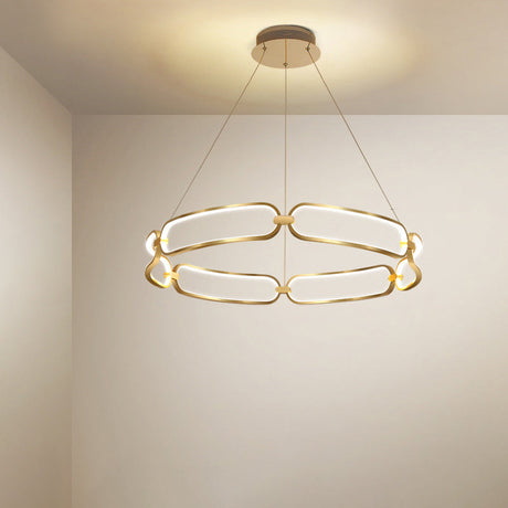 Stylish Gold Metal Led Pendant Light - 1/2-Tiered Wristlet Chandelier Small/Large Sizes