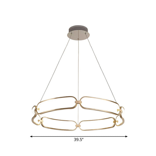 Metal Gold Led Pendant Light - 1/2-Tiered Wristlet Shaped Chandelier Simple & Stylish Small/Large