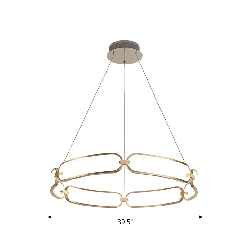 Stylish Gold Metal Led Pendant Light - 1/2-Tiered Wristlet Chandelier Small/Large Sizes
