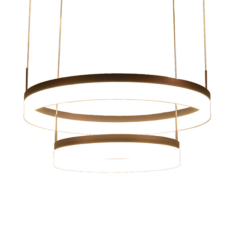 Minimalist Acrylic Led Chandelier Lamp - 2/3-Tier Circular Drop Pendant For Coffee Table