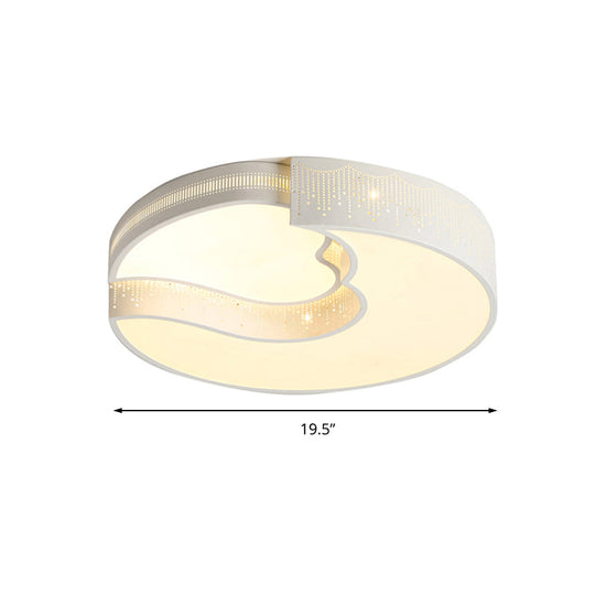 Modern White Metal Led Flushmount Ceiling Lamp For Living Room & Kitchen