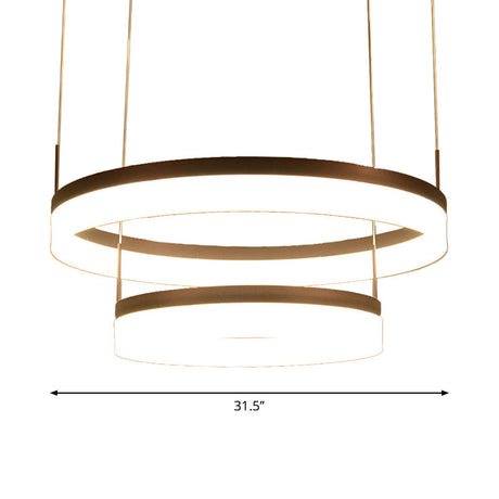 Modern Acrylic 2/3-Tier Led Chandelier Lamp - Minimalistic Coffee Medium/Large Perfect Over Table