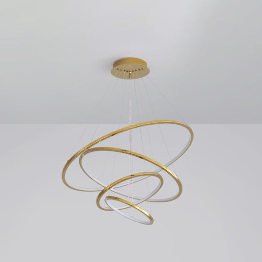 Gold Multi -Tire Chandelier Lamp Simplicity Stainless Steel Led Circle Ceiling Pendant Lighting