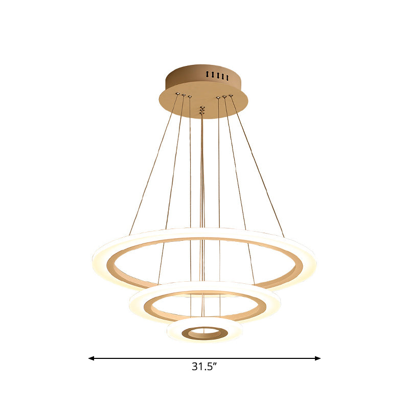 Led 2/3-Tiered Acrylic Chandelier - Modern Coffee Hoop Pendant Light Kit Small/Large Size