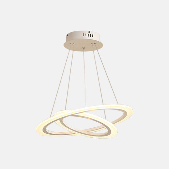 Led 2/3-Tiered Acrylic Chandelier - Modern Coffee Hoop Pendant Light Kit Small/Large Size