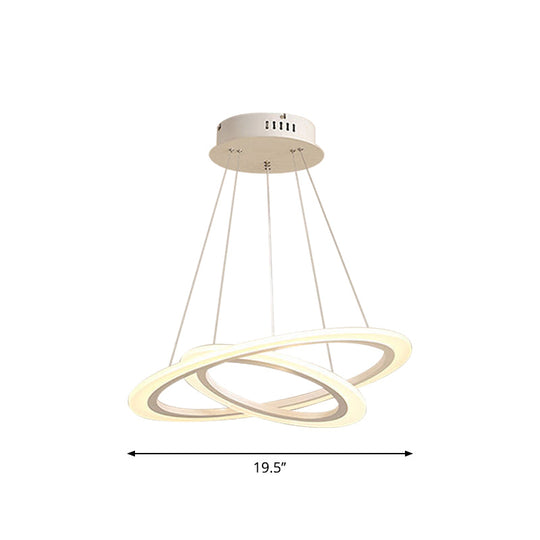 Led 2/3-Tiered Acrylic Chandelier - Modern Coffee Hoop Pendant Light Kit Small/Large Size