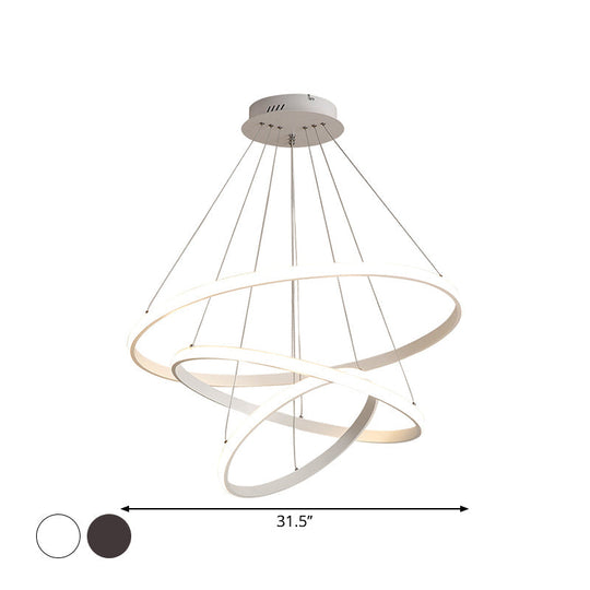 Minimalist Acrylic Led Chandelier - Circle Design White/Coffee Available In Small And Large Ceiling