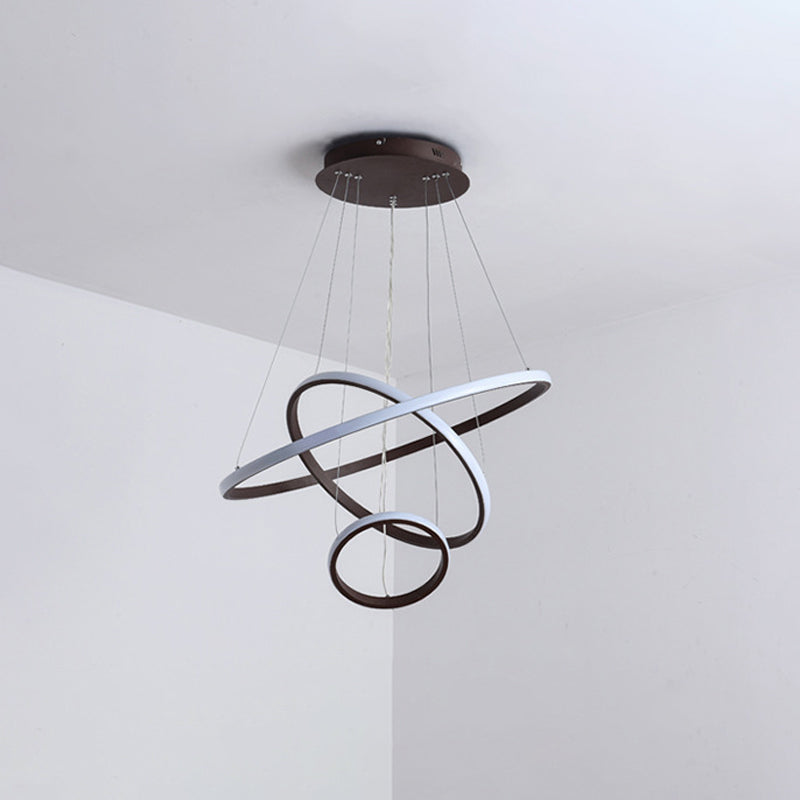 Minimalist Acrylic Led Chandelier - Circle Design White/Coffee Available In Small And Large Ceiling