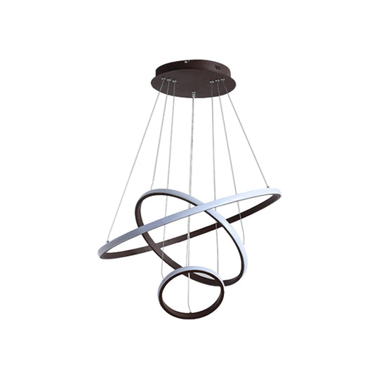 Minimalist Acrylic Led Chandelier - Circle Design White/Coffee Available In Small And Large Ceiling