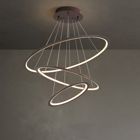 Modern Acrylic Led Pendant Chandelier - Gold/Coffee 3/4 Tiers Loop Design Ideal For Living Room