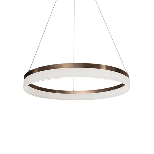 Minimalistic Acrylic Led Pendant Light Kit - Circle Chandelier In Brown For Bedroom Choose 1 To 3