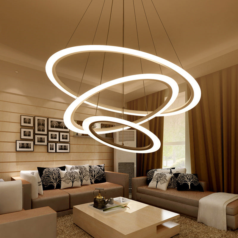 Multi Tier 2-3-4 Pendant Chandelier Acrylic White Led Ceiling Hang Light For Dining Room Lighting
