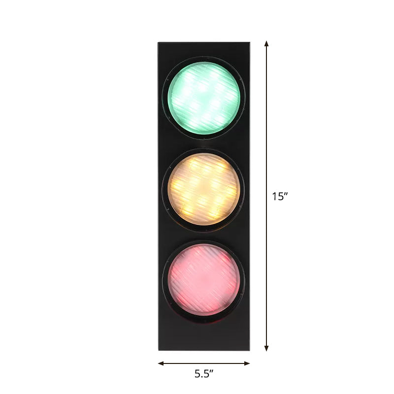 Modern Black Metallic Traffic Light Wall Sconce With 3 Lights - Aisle Mount