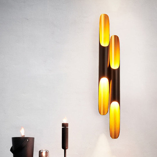 Modern Metallic Cylinder Wall Sconce - Mounted Light For Living Room 1/4-Bulb Yellow-Black Design /