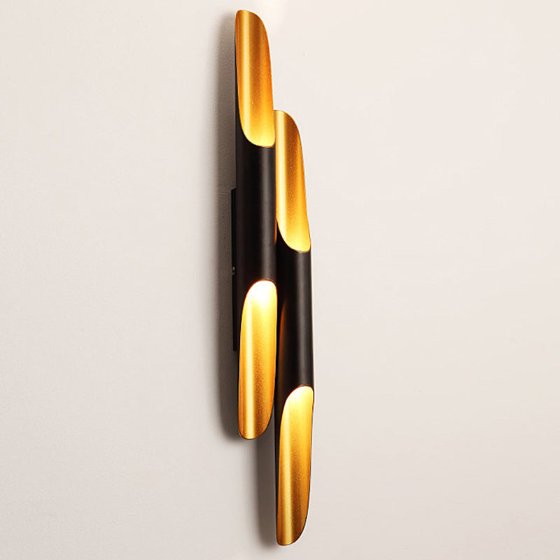 Modern Metallic Cylinder Wall Sconce - Mounted Light For Living Room 1/4-Bulb Yellow-Black Design