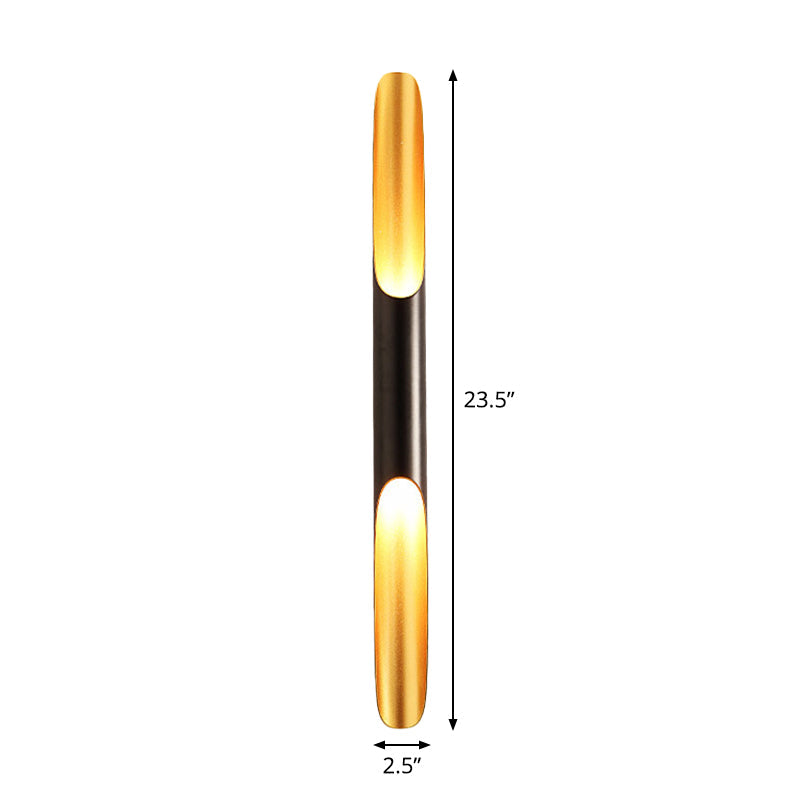 Modern Metallic Cylinder Wall Sconce - Mounted Light For Living Room 1/4-Bulb Yellow-Black Design