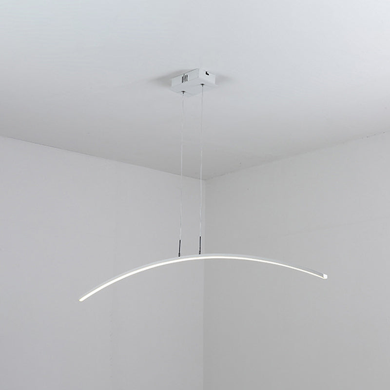 Modern Black/White Arched Pendant Light With Acrylic Led And Warm/White Glow