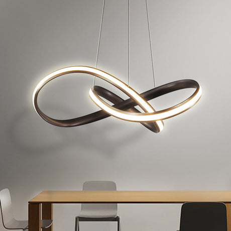 Aluminum Led Entwined Chandelier Light In Modern Style For Dining Room - Black/White/Coffee Size