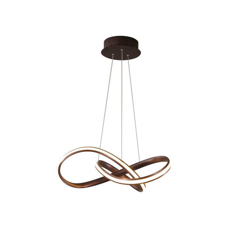 Modern Aluminum Led Chandelier Light For Dining Room - Entwined Design In Black/White/Coffee