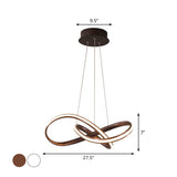 Aluminum Led Entwined Chandelier Light In Modern Style For Dining Room - Black/White/Coffee Size