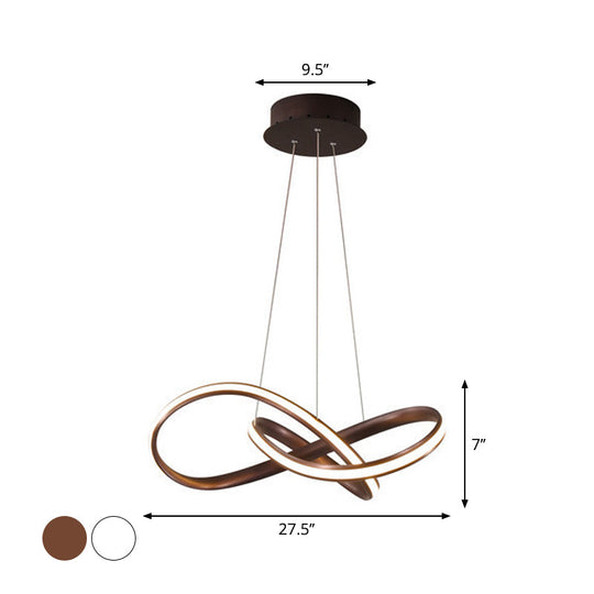 Aluminum Led Entwined Chandelier Light In Modern Style For Dining Room - Black/White/Coffee Size