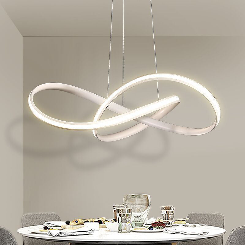 Aluminum Led Entwined Chandelier Light In Modern Style For Dining Room - Black/White/Coffee Size