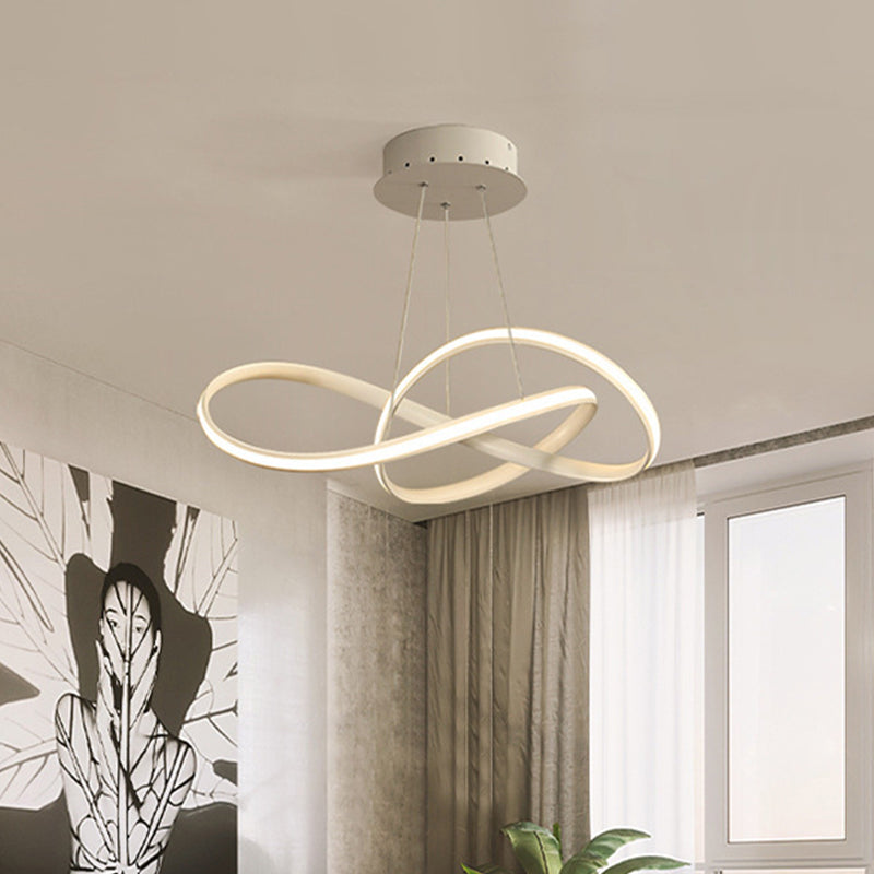 Aluminum Led Entwined Chandelier Light In Modern Style For Dining Room - Black/White/Coffee Size