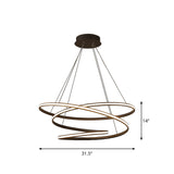 Sleek Acrylic Curve Chandelier Pendant With Led Suspension Light In Warm/White Shades 21.5/31.5