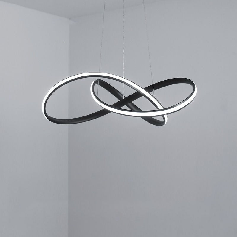 Simplicity Led Hanging Chandelier - 19.5’/27.5’ Wide Black/White Twisted Pendant Lamp With