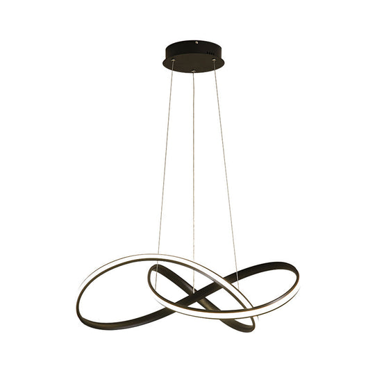 Simplicity Led Hanging Chandelier - 19.5’/27.5’ Wide Black/White Twisted Pendant Lamp With