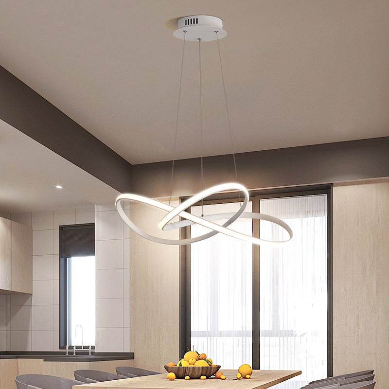 Simplicity Led Hanging Chandelier - 19.5’/27.5’ Wide Black/White Twisted Pendant Lamp With