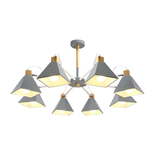 Pyramid Shade Chandelier: Elegant Macaron Metal Hanging Light For Dining Room