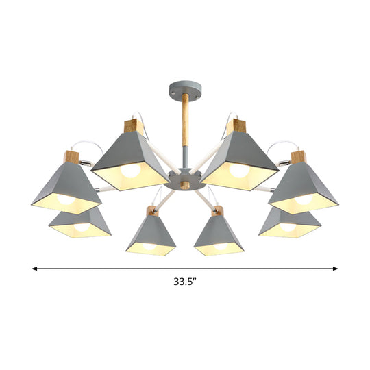 Pyramid Shade Chandelier: Elegant Macaron Metal Hanging Light For Dining Room
