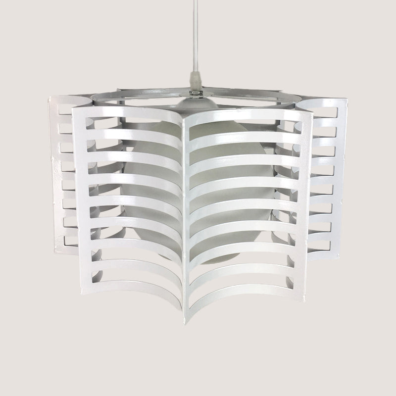 Modern Hanging Pendant Light With Opal Glass Shade - Black/White Finish