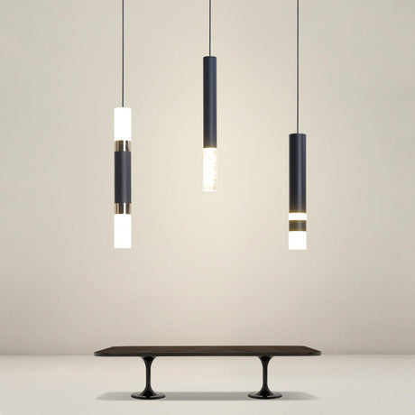 Black Tube Pendant Led Light Kit With Simple Acrylic Design Warm/White 10-12.5 Height / 12.5 Warm