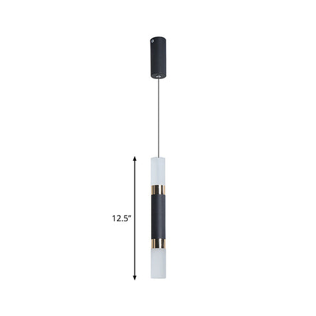 Black Tube Pendant Led Light Kit With Simple Acrylic Design Warm/White 10-12.5 Height