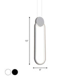 Minimalist Acrylic Hanging Ceiling Light: Oval Round Square Pendant Lighting In Black/White For